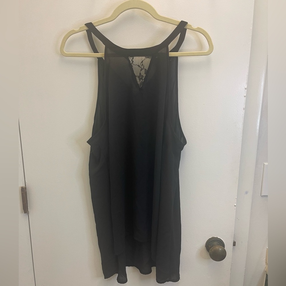 Black sleeveless blouse